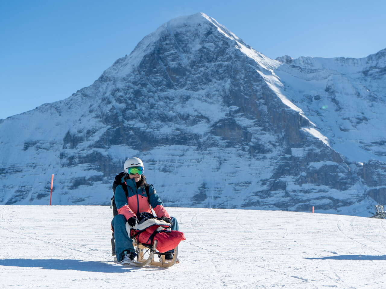 Schlitten auf dem Männlichen. Die Strecke bietet eine einmalige Aussicht auf den Eiger.